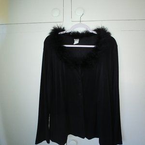 Vintage Spice Shirt/Jacket Feathered Collar Black